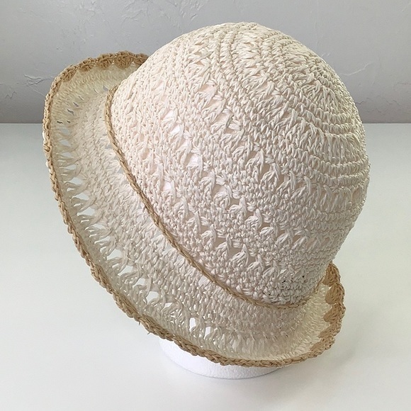 Augusta Hats Paper Crochet Hemmed Dual Color Packable Bowler Hat Size OS EUC - Picture 8 of 13